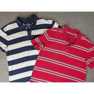 Aeropostale Polo Shirt Men's Large Authentic Fit Stripe Preppy Y2K Set Of Two